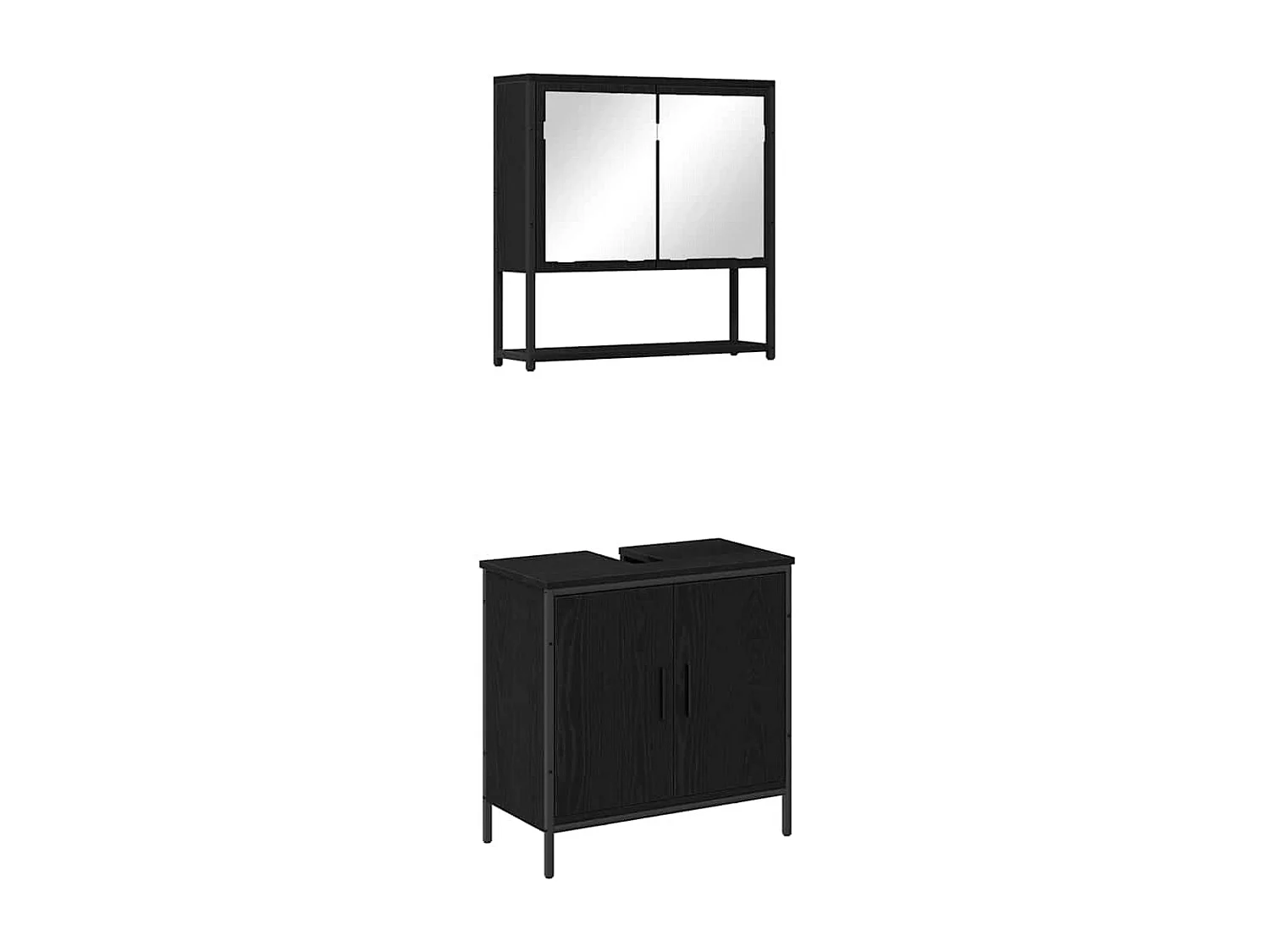 Ensemble de mobilier de salle de bain avec stockage 2 pcs Noir