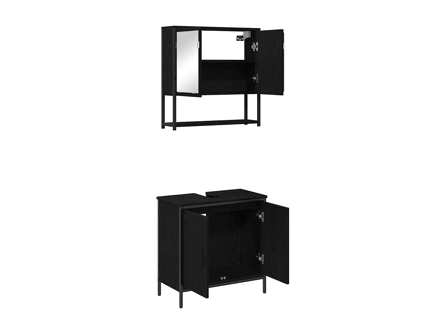 Ensemble de mobilier de salle de bain avec stockage 2 pcs Noir