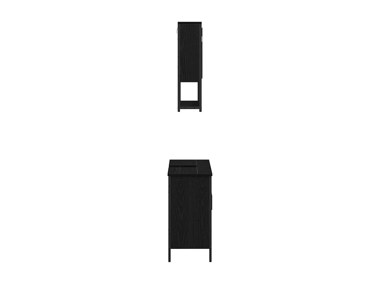 Ensemble de mobilier de salle de bain avec stockage 2 pcs Noir