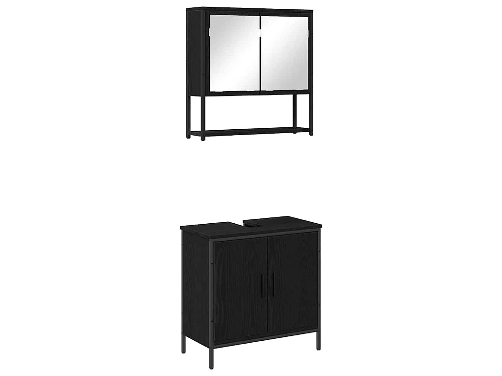 Conjunto de muebles de baño con almacenaje 2 piezas negro