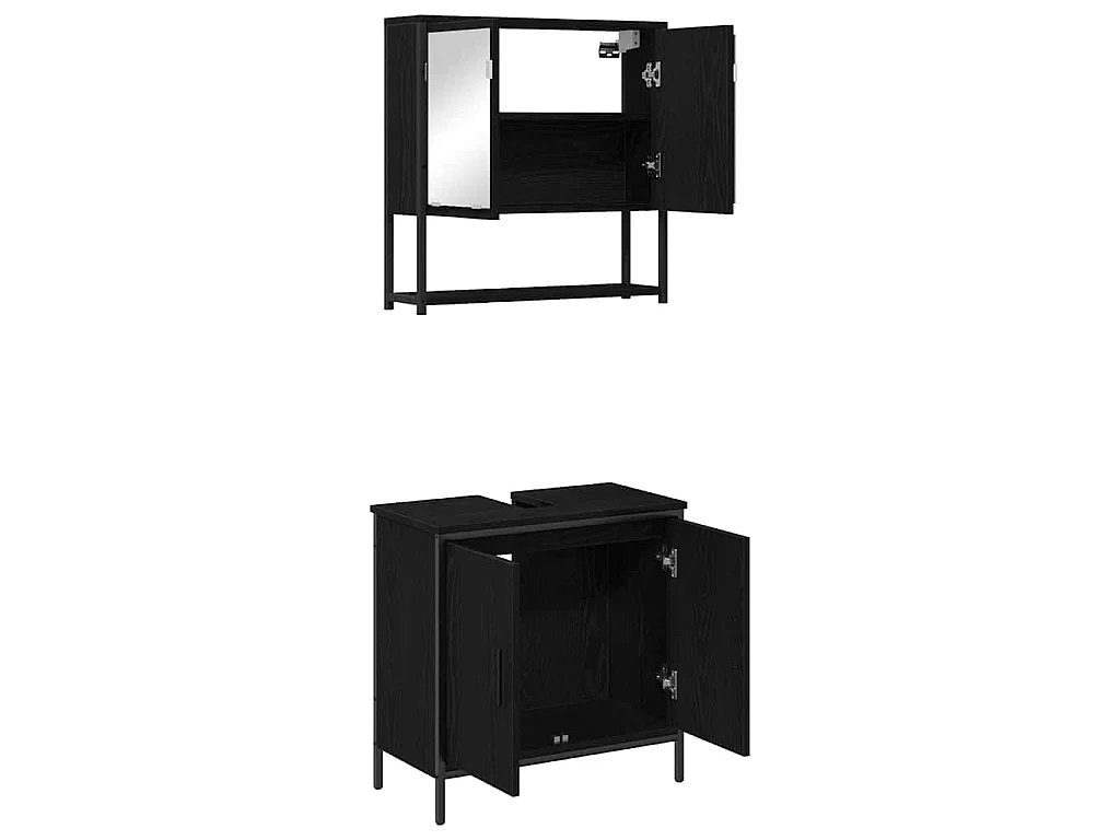 Conjunto de muebles de baño con almacenaje 2 piezas negro