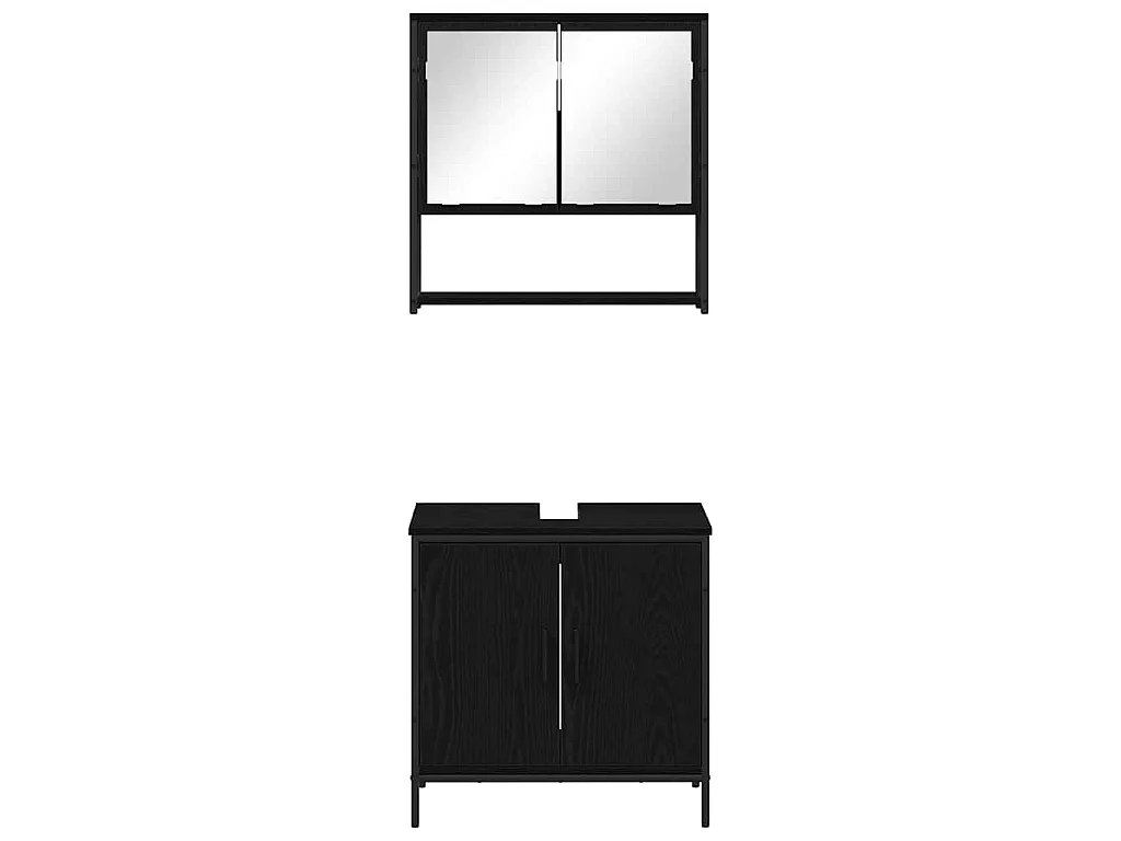 Conjunto de muebles de baño con almacenaje 2 piezas negro