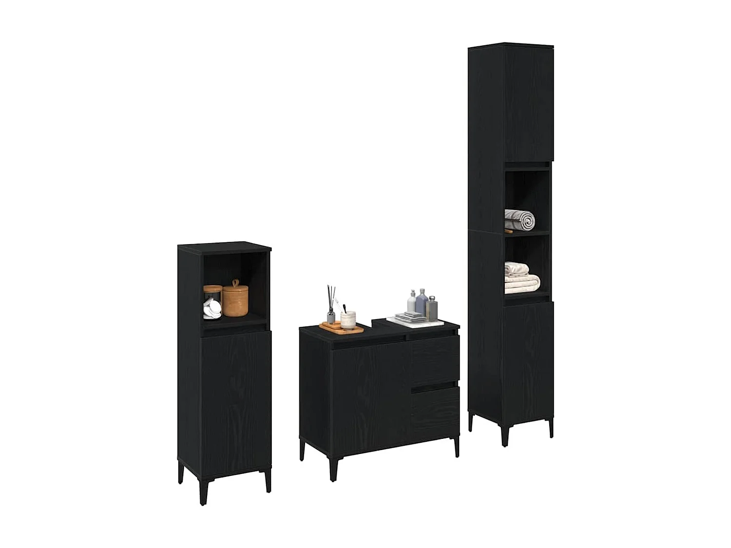 Conjunto de muebles de baño con cajón 3 piezas negro