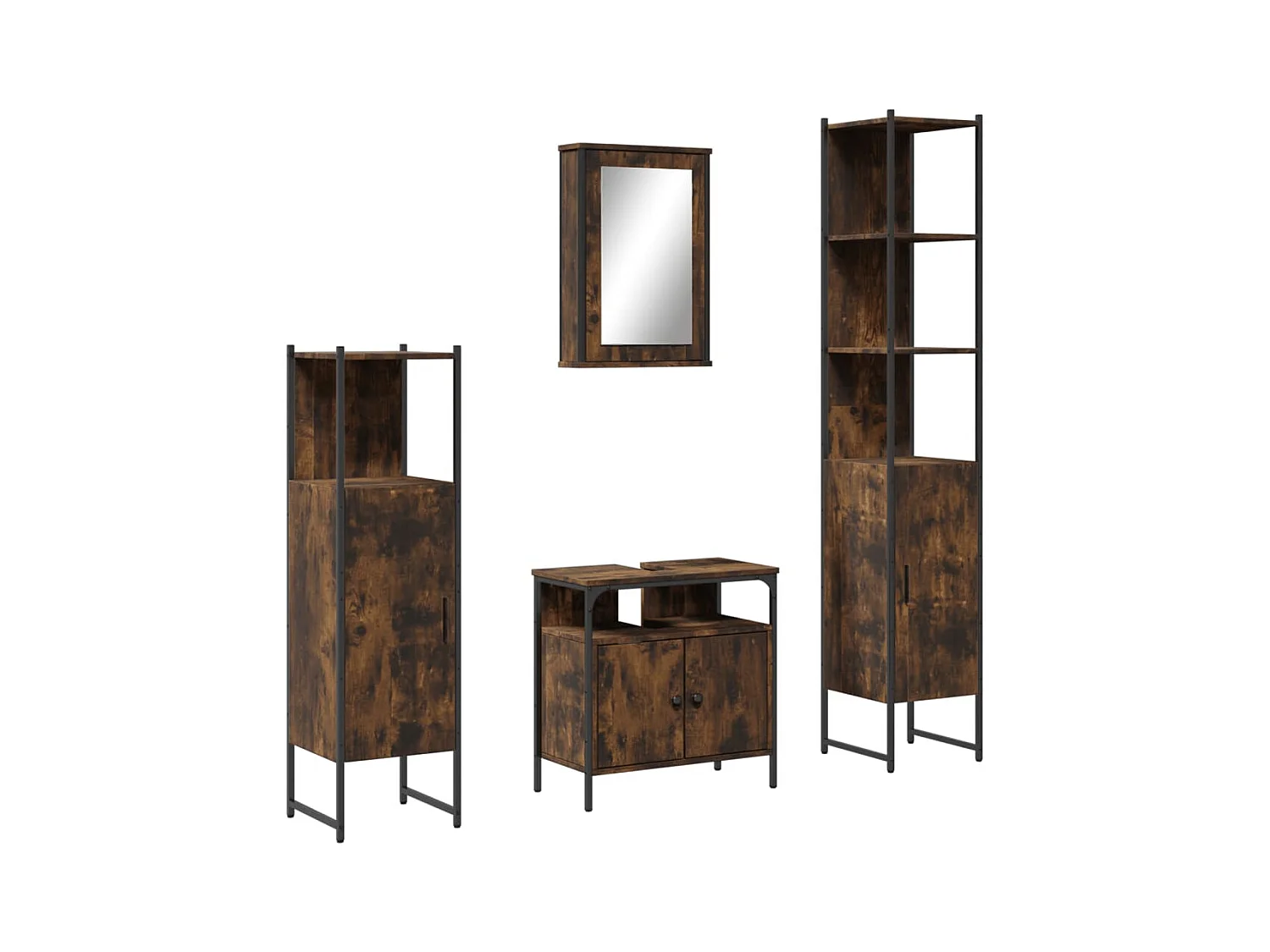Conjunto de muebles de baño de 4 piezas Madera Roble Ahumado
