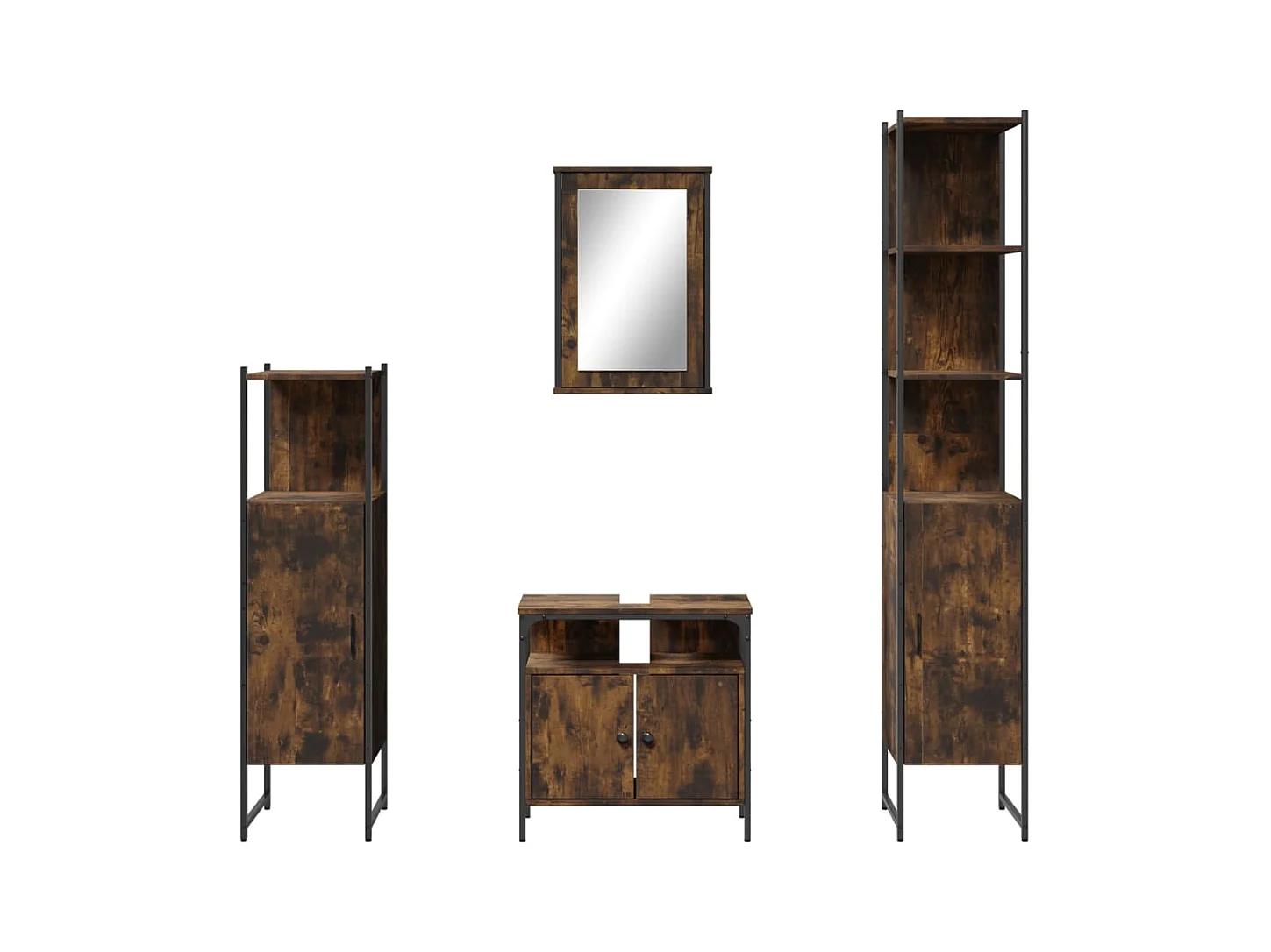 Conjunto de muebles de baño de 4 piezas Madera Roble Ahumado