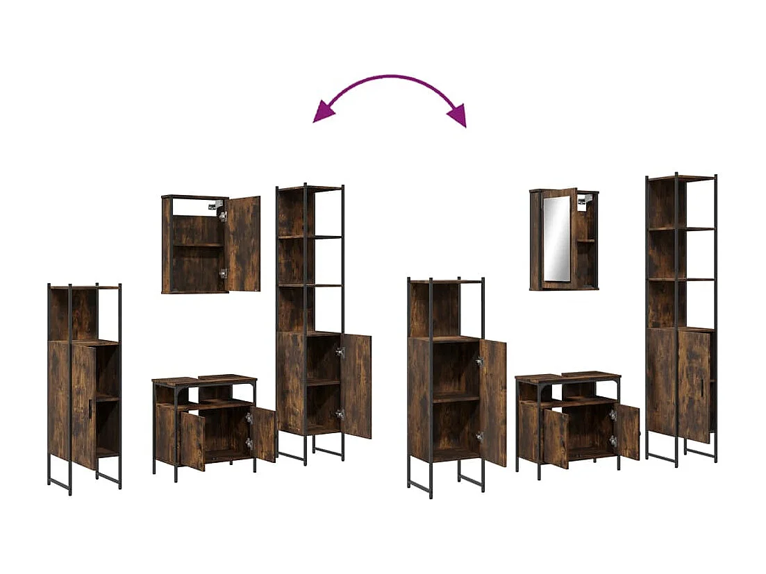 Conjunto de muebles de baño de 4 piezas Madera Roble Ahumado