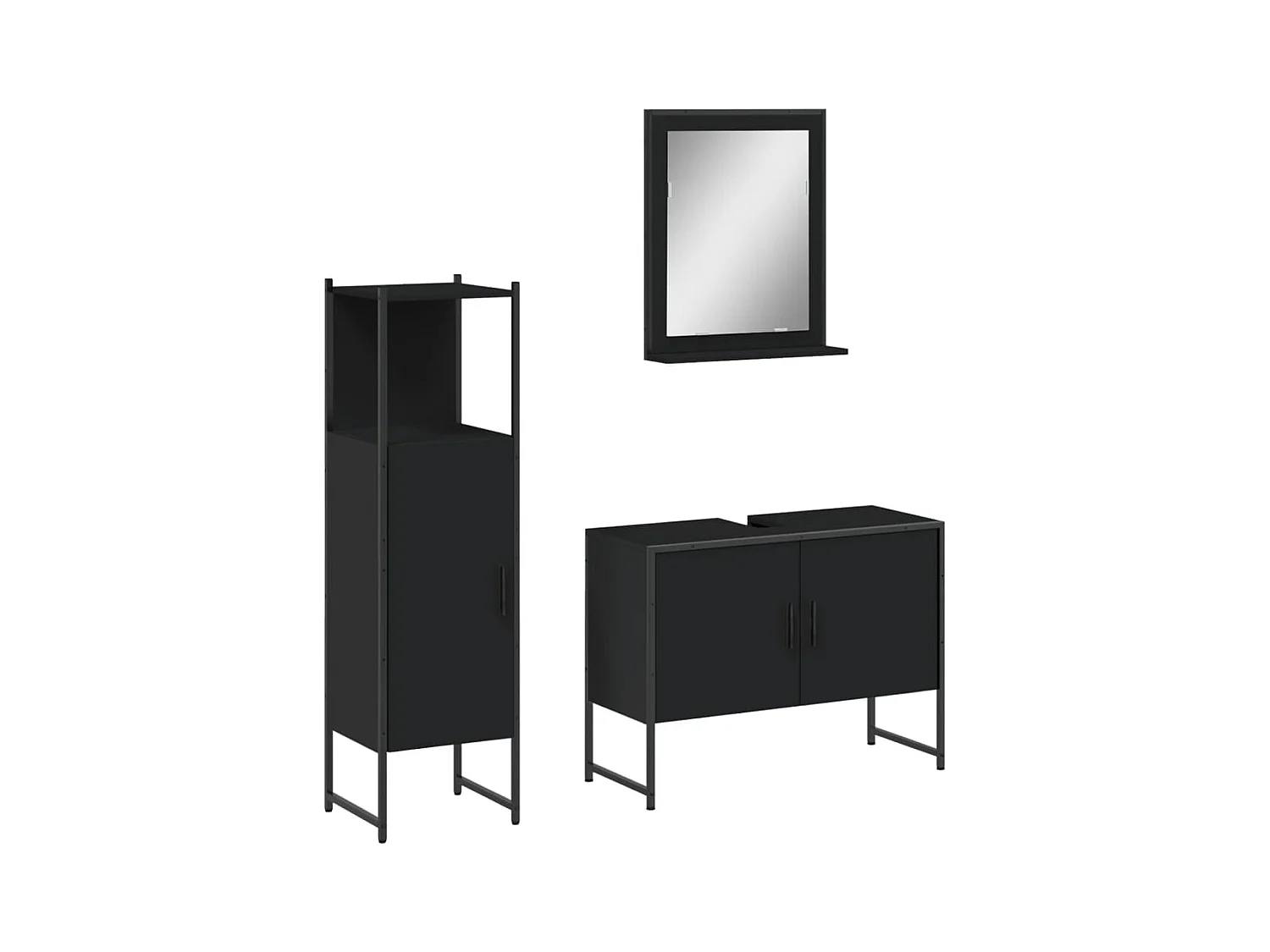Ensemble d'armoires salle de bain 3 pcs noir bois d'ingénierie