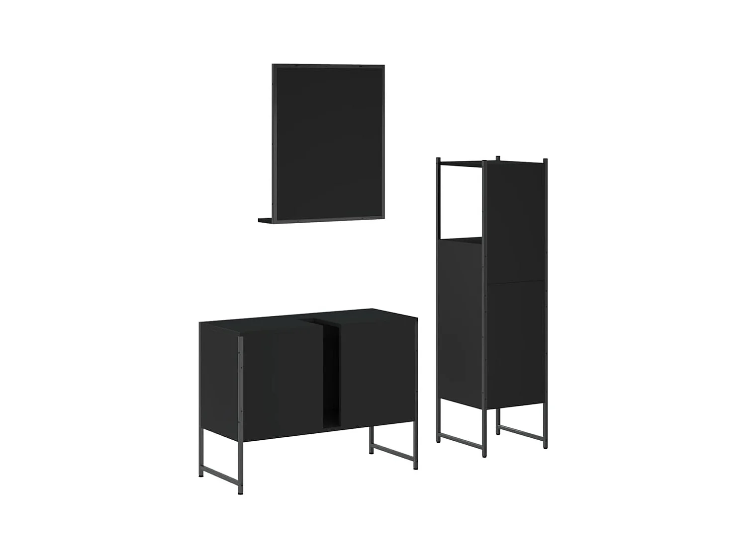 Ensemble d'armoires salle de bain 3 pcs noir bois d'ingénierie