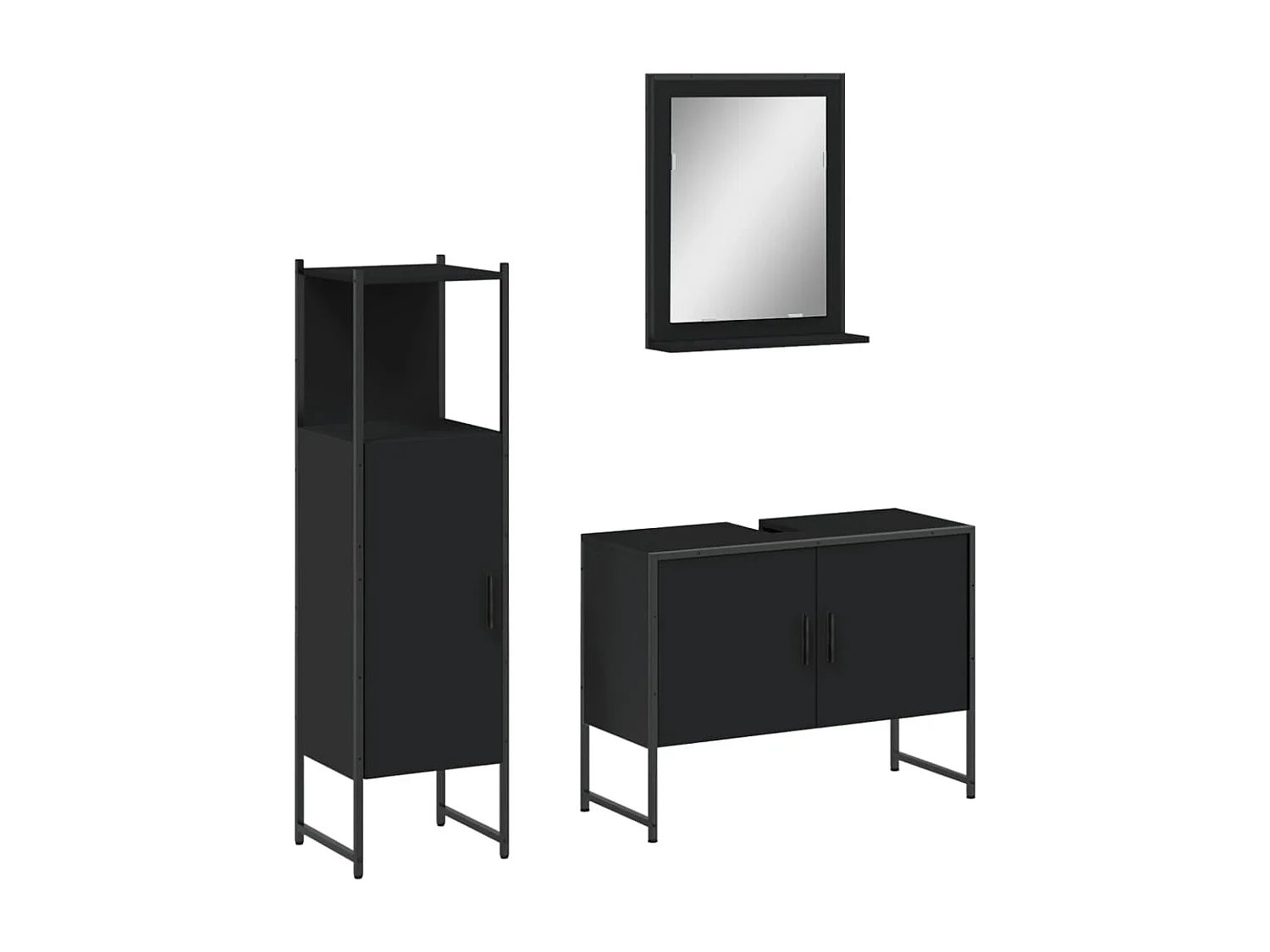 Ensemble d'armoires salle de bain 3 pcs noir bois d'ingénierie