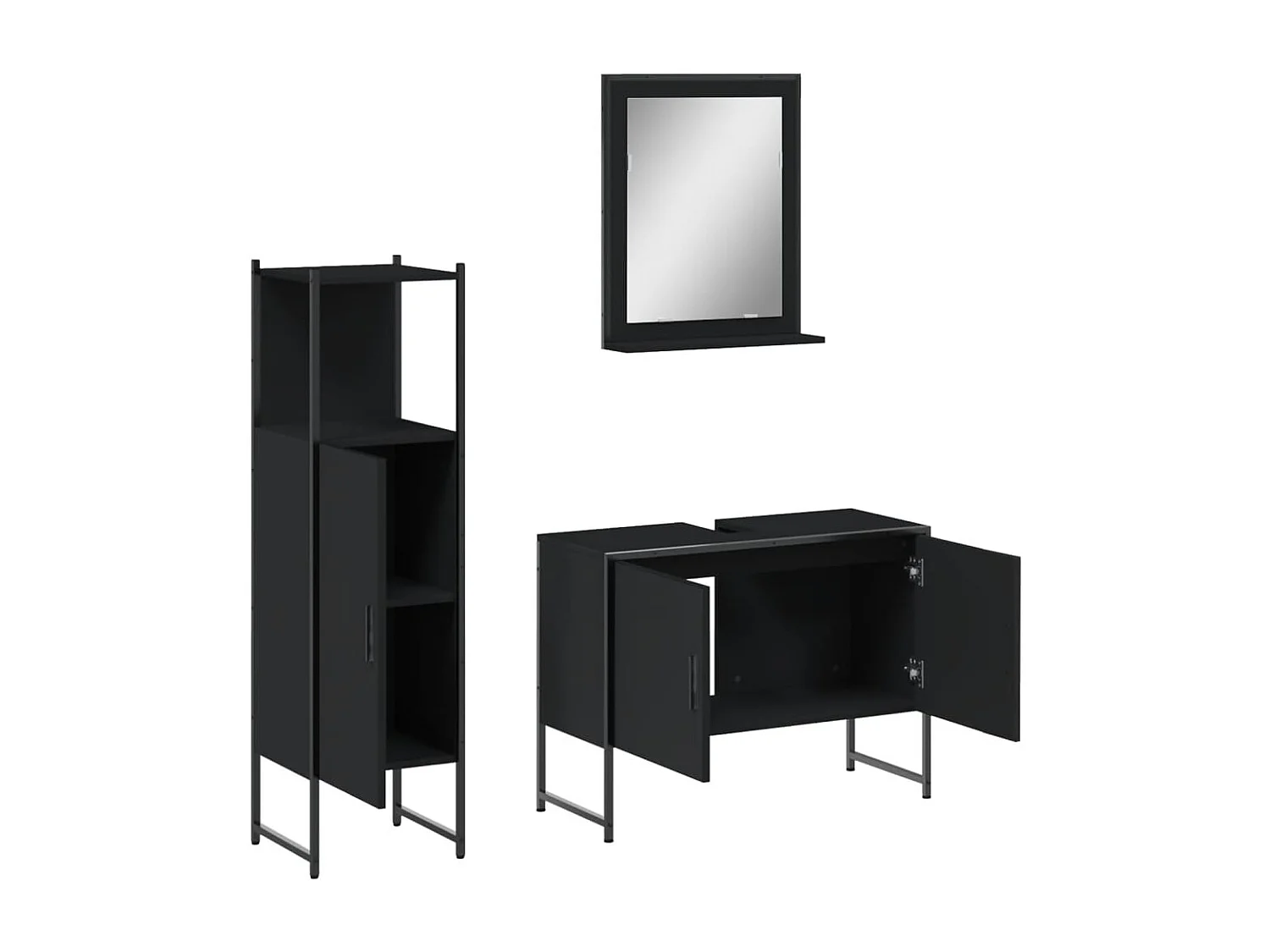 Ensemble d'armoires salle de bain 3 pcs noir bois d'ingénierie