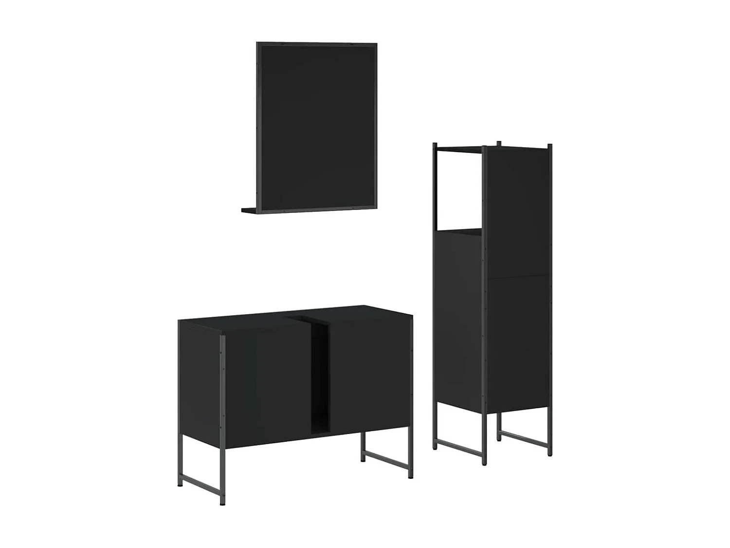 Ensemble d'armoires salle de bain 3 pcs noir bois d'ingénierie