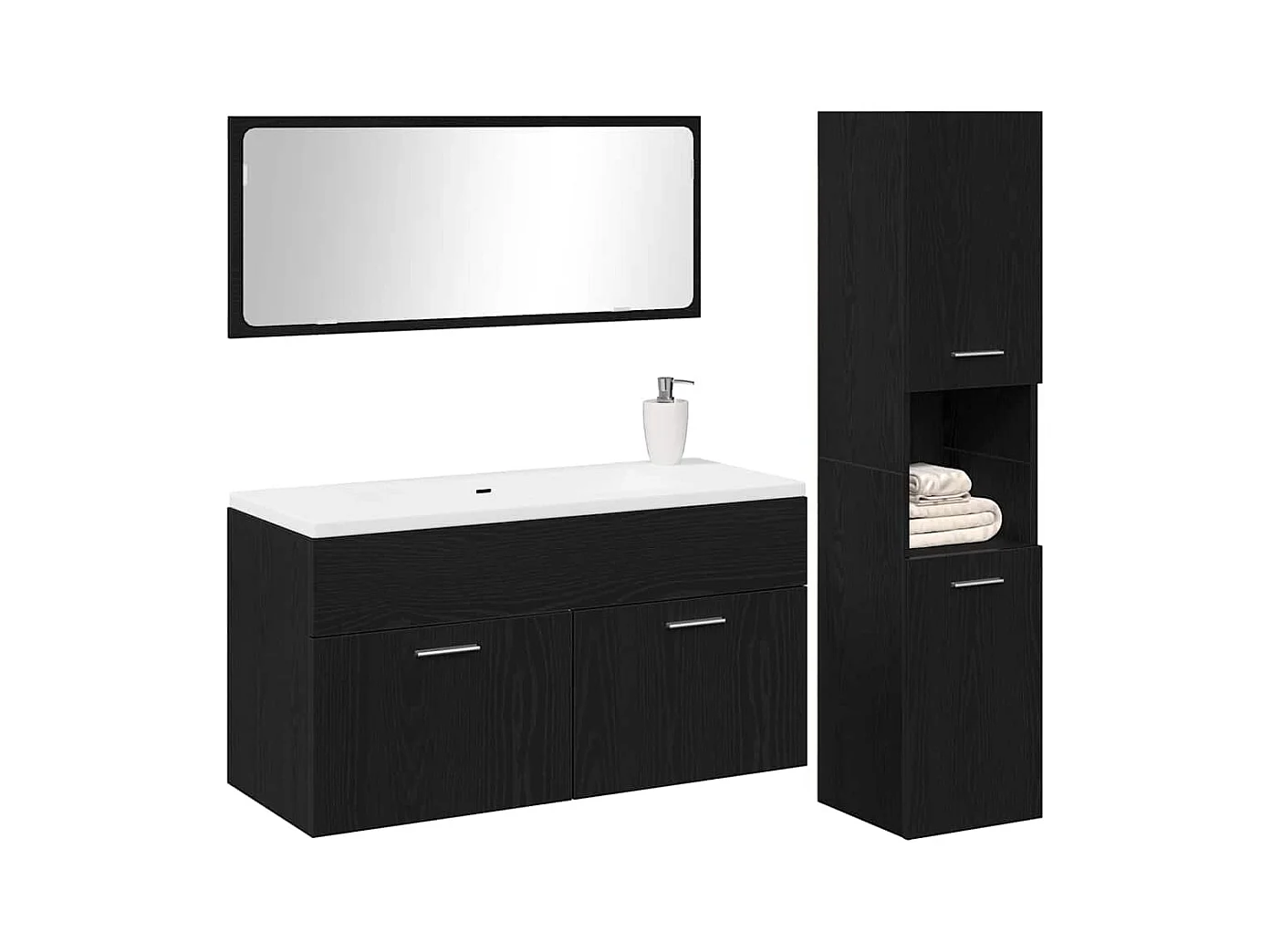 Ensemble de meubles de salle de bain 3 pcs Chêne noir