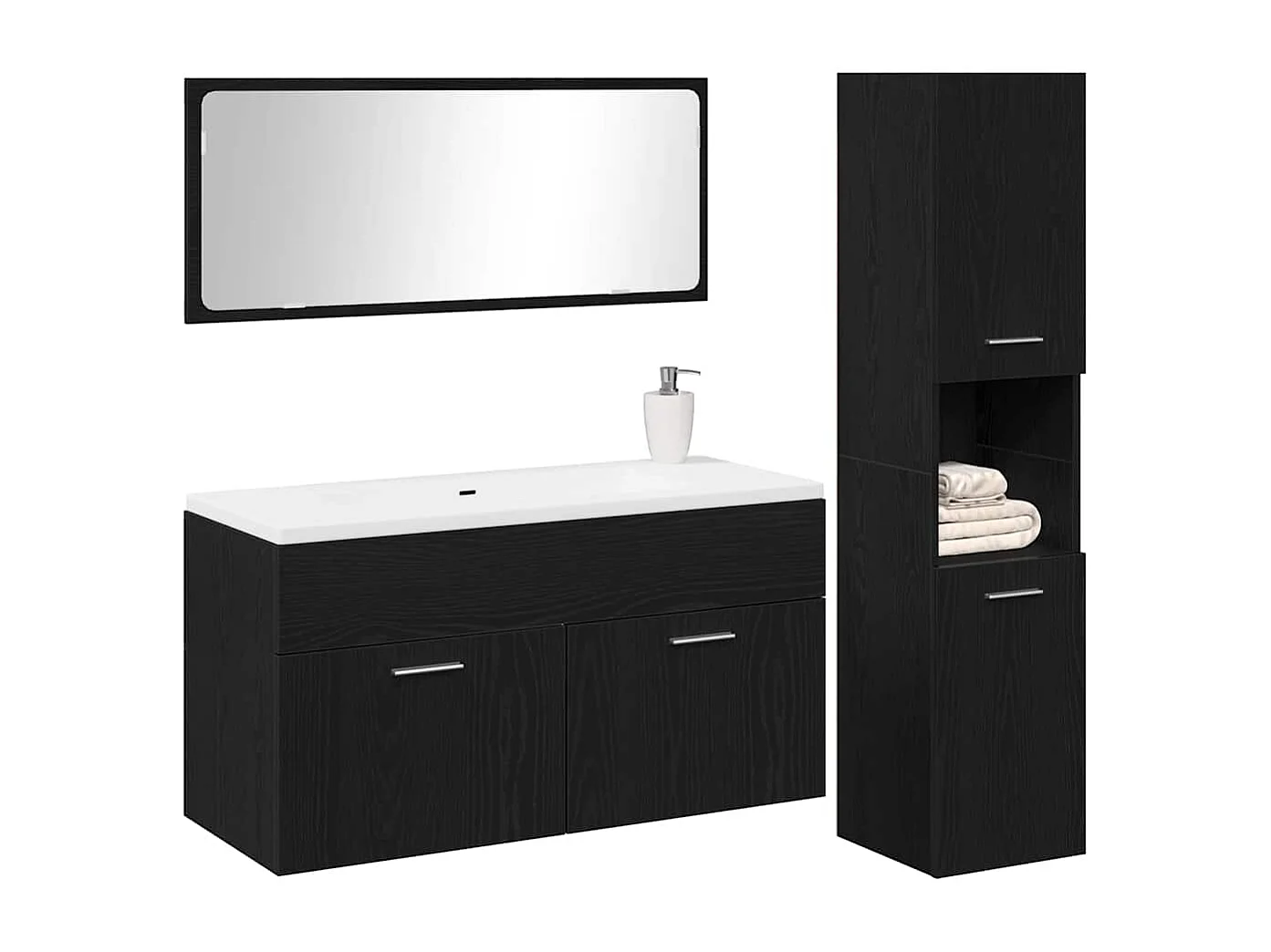 Ensemble de meubles de salle de bain 3 pcs Chêne noir