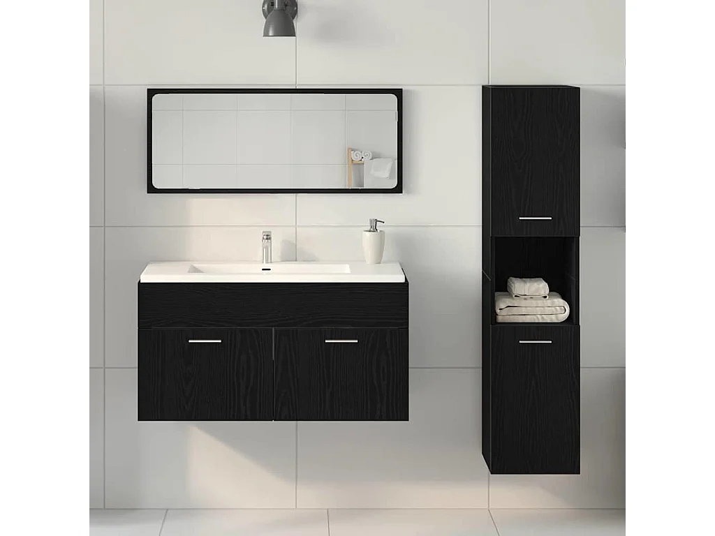 Ensemble de meubles de salle de bain 3 pcs Chêne noir