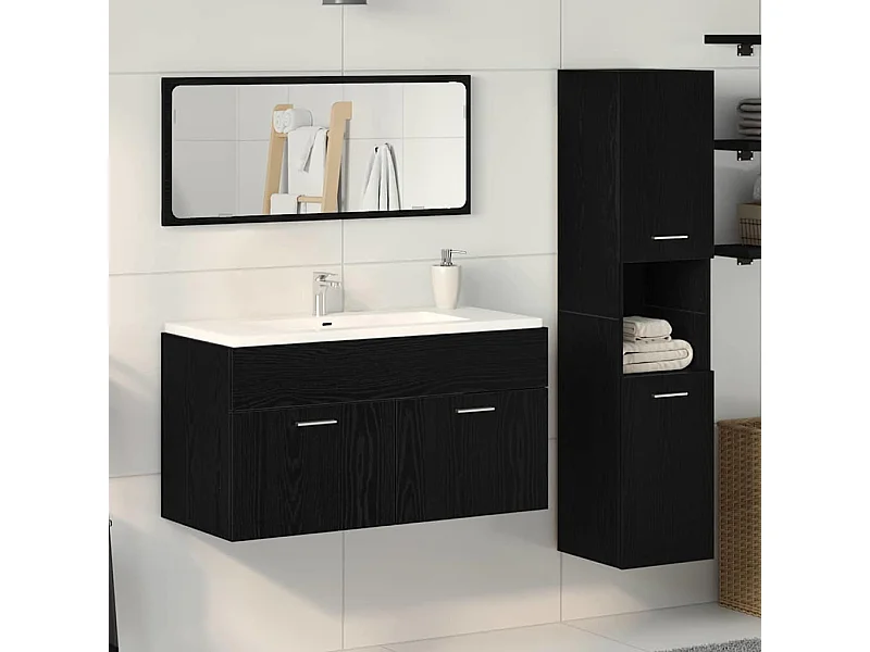 Ensemble de meubles de salle de bain 3 pcs Chêne noir
