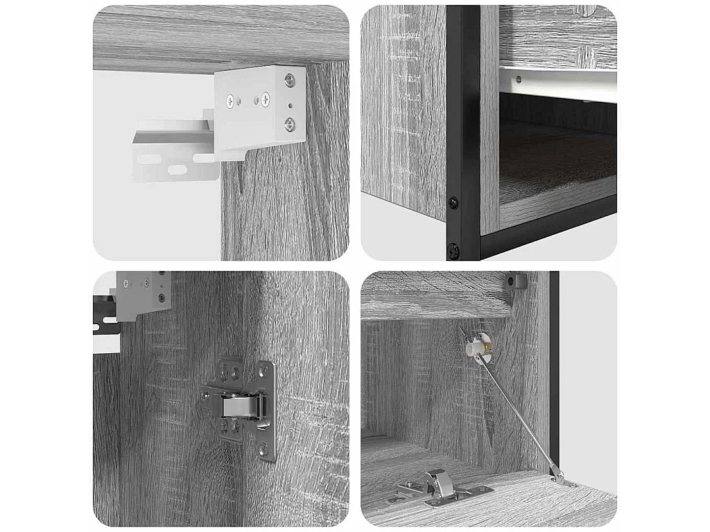 Badezimmermöbel-Set mit Ablage 5-teilig Grau