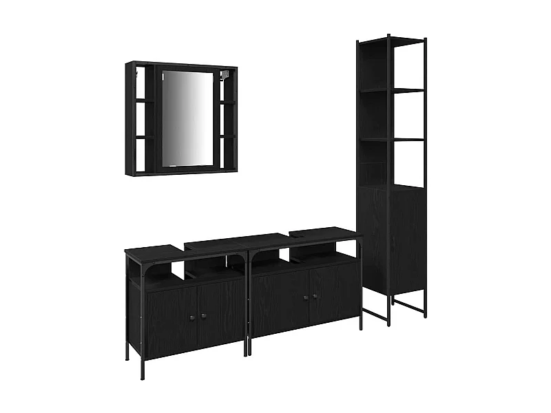 Ensemble de Meubles de Salle de Bain 4 pcs Chêne noir