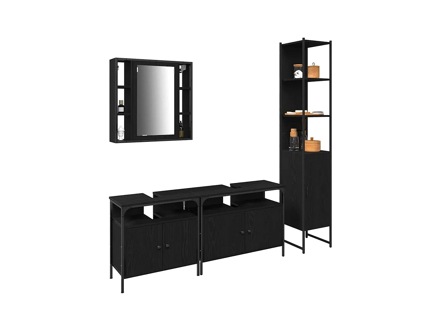 Ensemble de Meubles de Salle de Bain 4 pcs Chêne noir