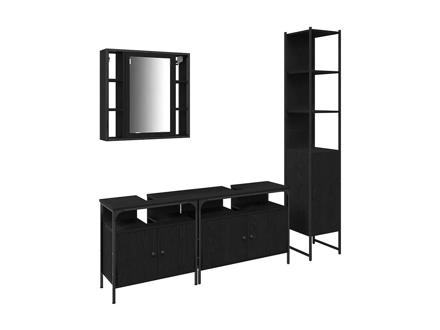 Ensemble de Meubles de Salle de Bain 4 pcs Chêne noir