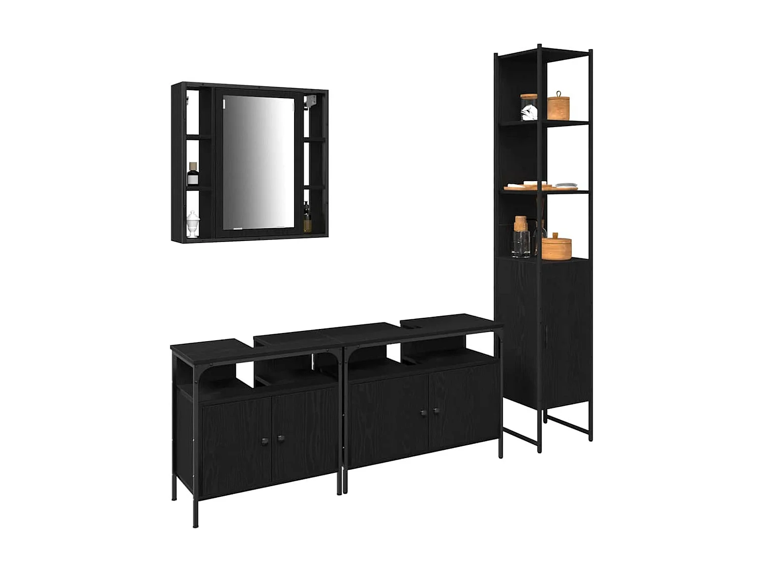 Ensemble de Meubles de Salle de Bain 4 pcs Chêne noir