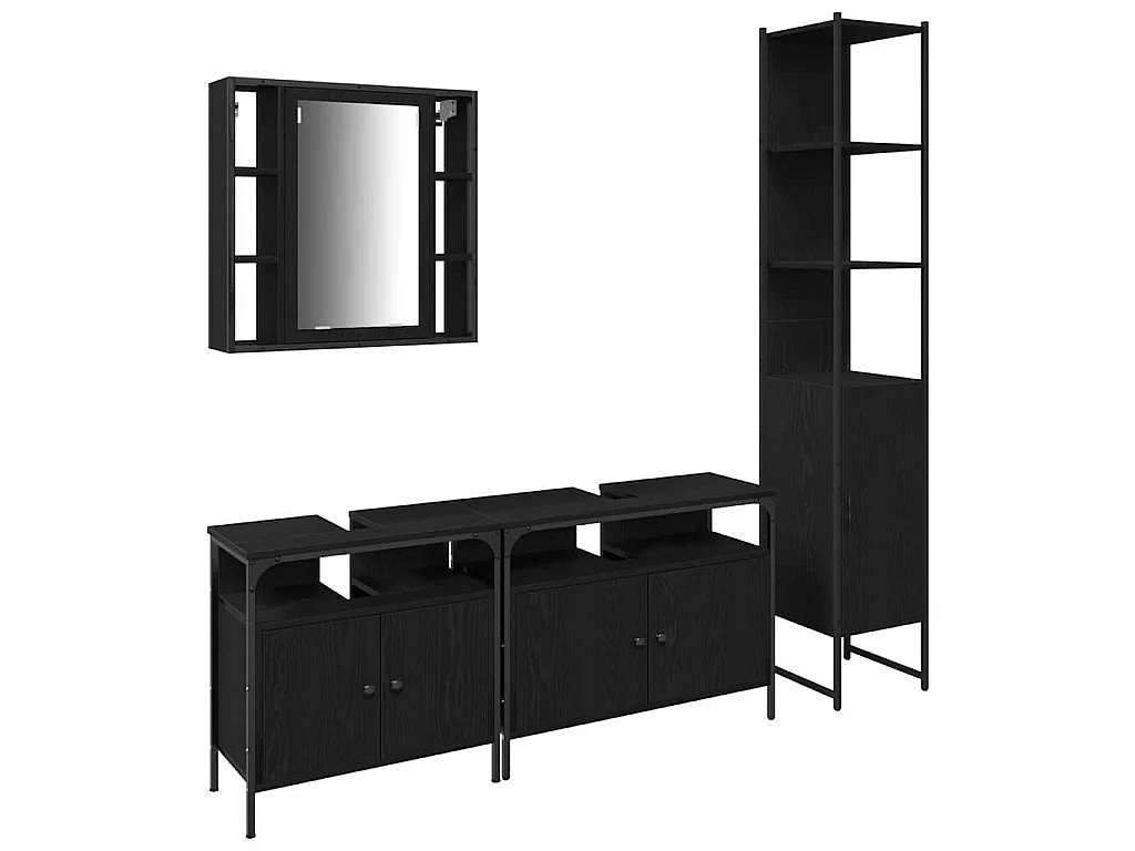 Ensemble de Meubles de Salle de Bain 4 pcs Chêne noir