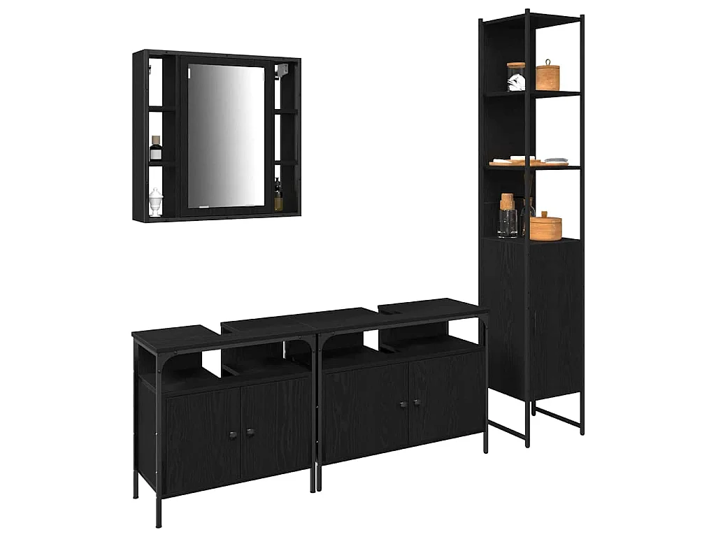 Ensemble de Meubles de Salle de Bain 4 pcs Chêne noir