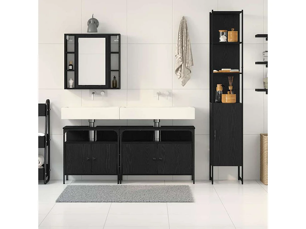 Ensemble de Meubles de Salle de Bain 4 pcs Chêne noir