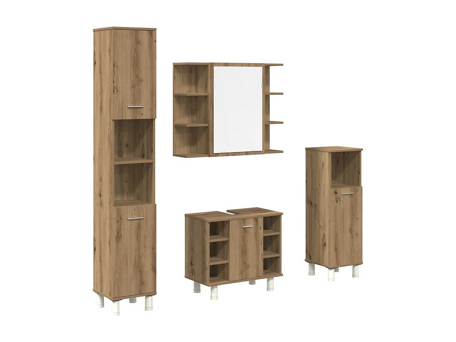 Set di mobili da bagno in legno ingegnerizzato da 4 pezzi