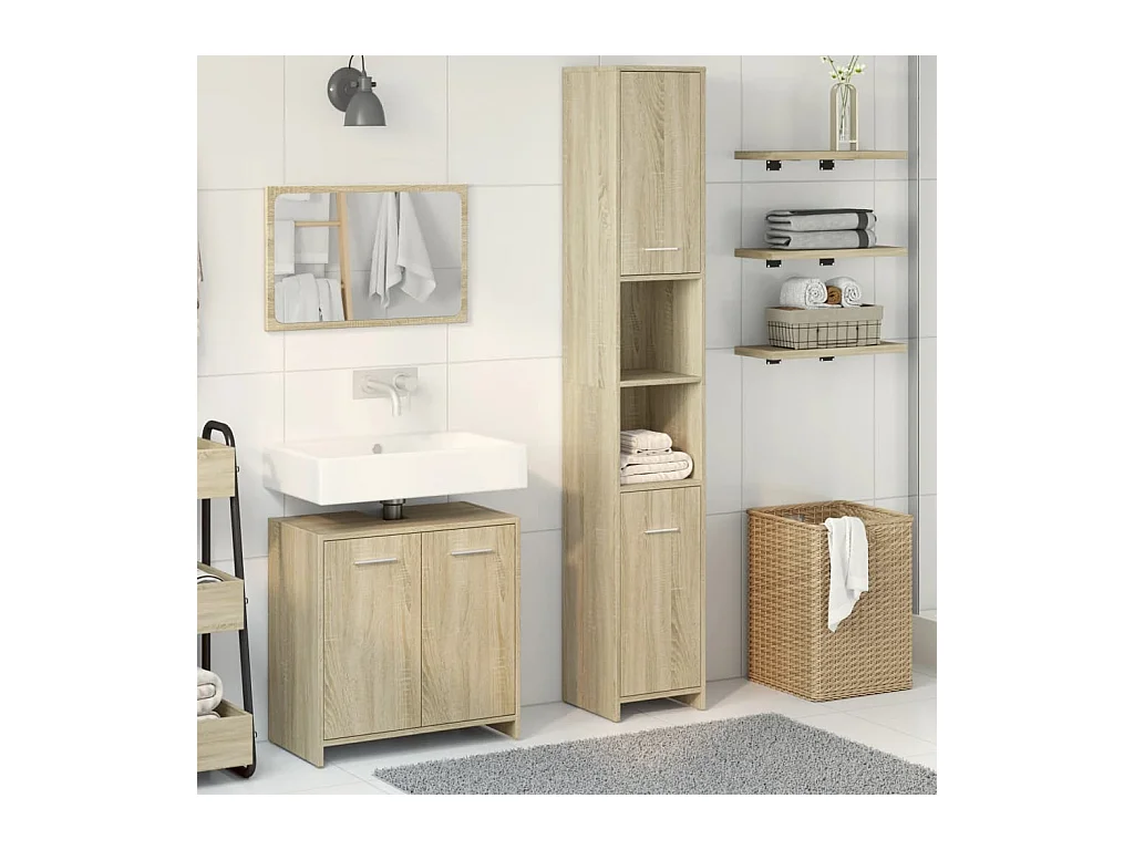 3-delige badkamermeubelset Sonoma Eiken