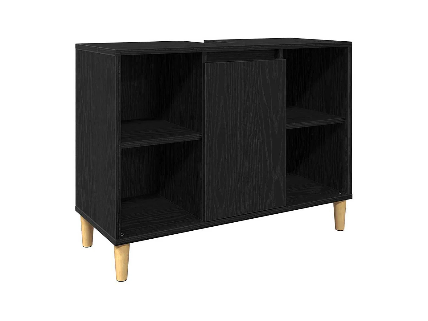 Ensemble de mobilier de salle de bain avec stockage 3 pcs Noir