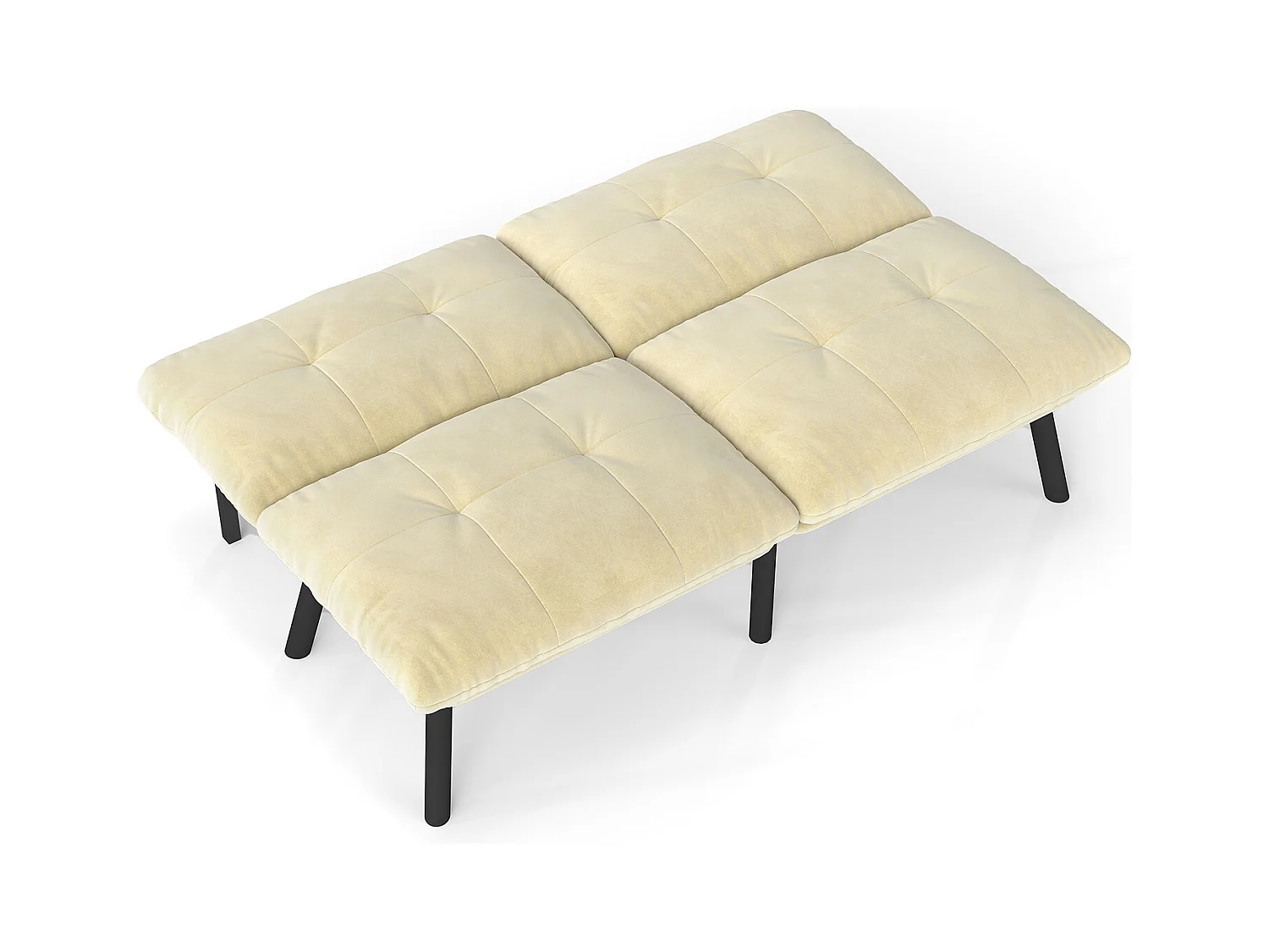 Canapé-lit convertible 2 places, design moderne, velours et métal, crème, avec fonction couchage (160x81x78 cm)