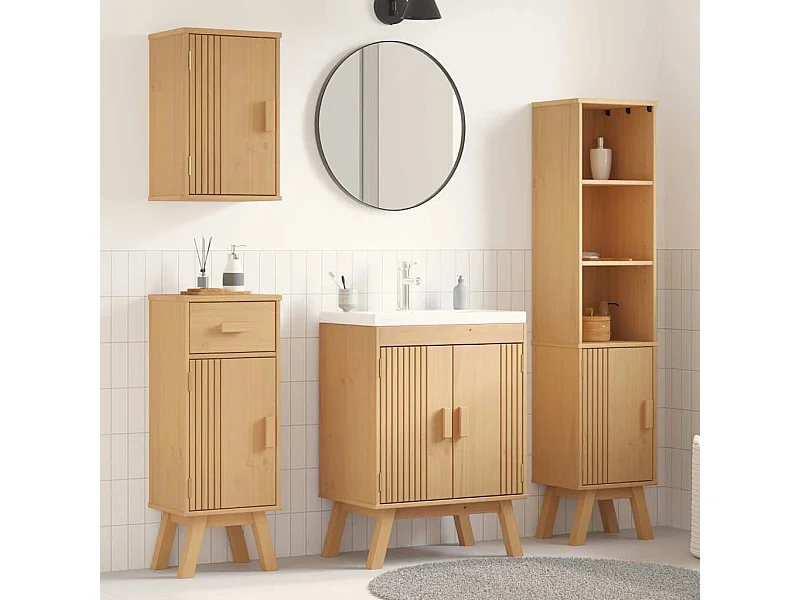 Ensemble de meubles de salle de bain avec tiroir 4 pcs Marron