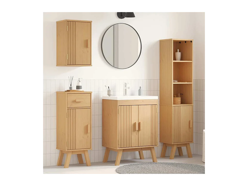 Ensemble de meubles de salle de bain avec tiroir 4 pcs Marron