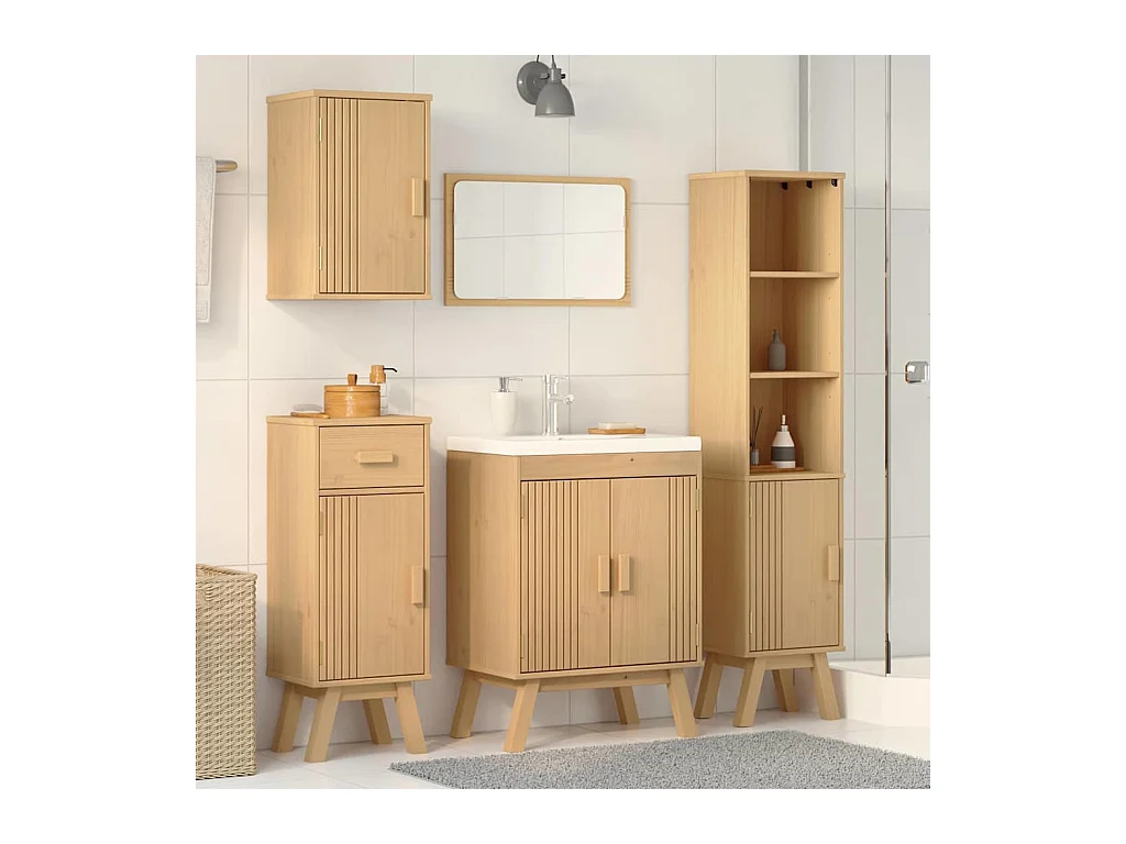 Ensemble de meubles de salle de bain avec tiroir 4 pcs Marron
