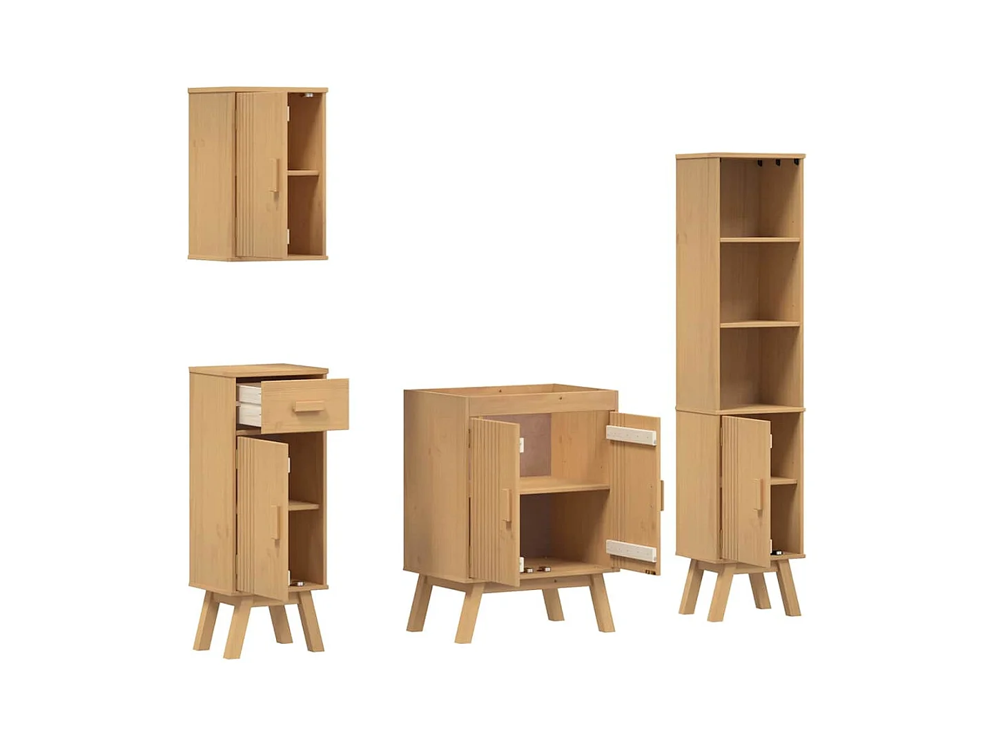 Ensemble de meubles de salle de bain avec tiroir 4 pcs Marron