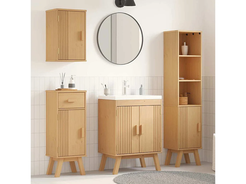 Ensemble de meubles de salle de bain avec tiroir 4 pcs Marron