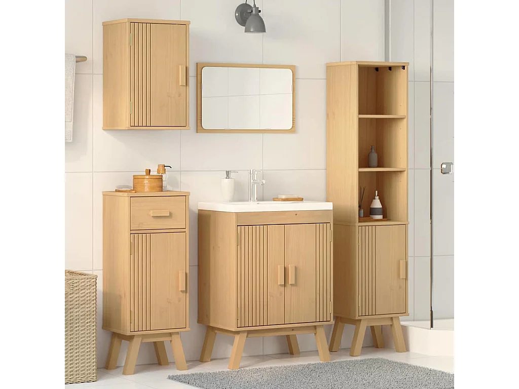 Ensemble de meubles de salle de bain avec tiroir 4 pcs Marron