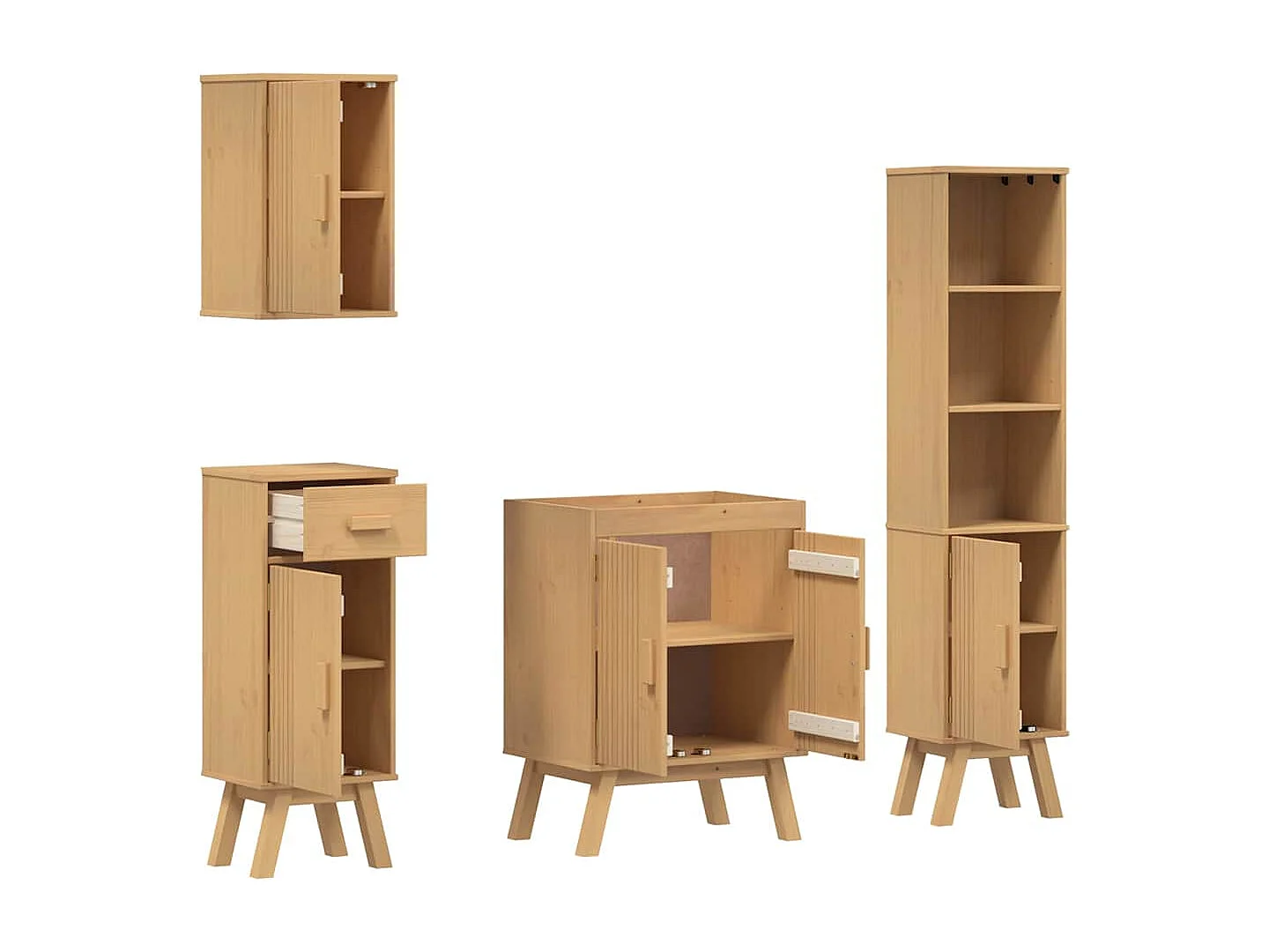 Ensemble de meubles de salle de bain avec tiroir 4 pcs Marron