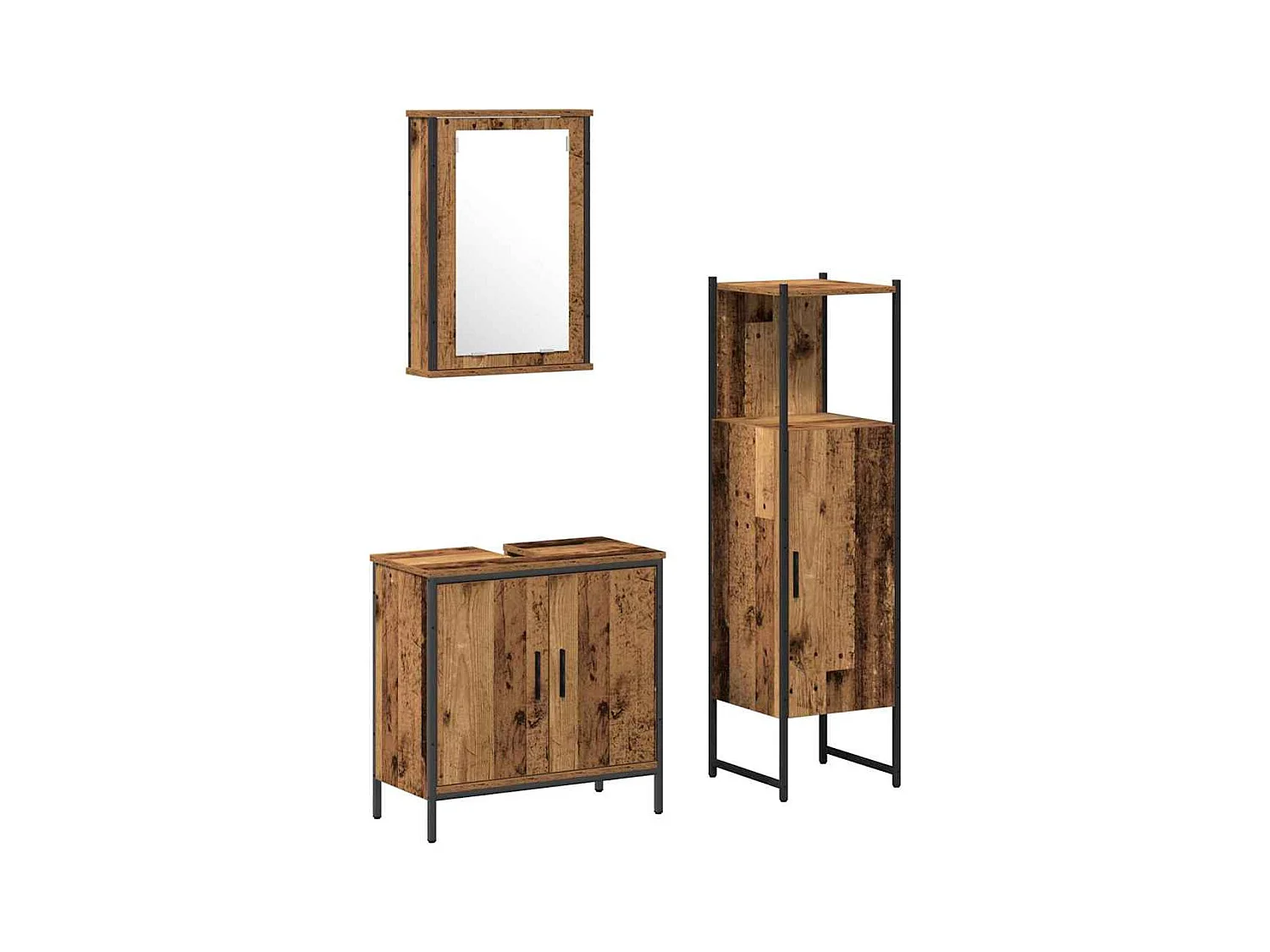Ensemble de mobilier de salle de bain avec porte 3 pcs Marron