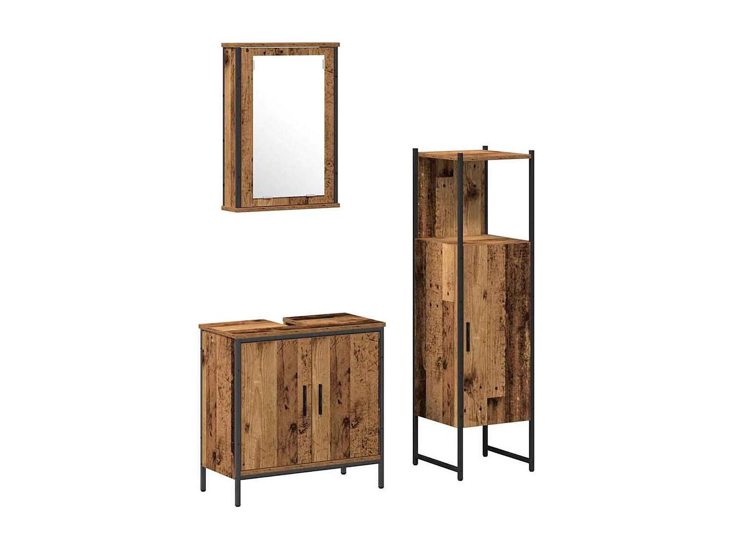 Ensemble de mobilier de salle de bain avec porte 3 pcs Marron
