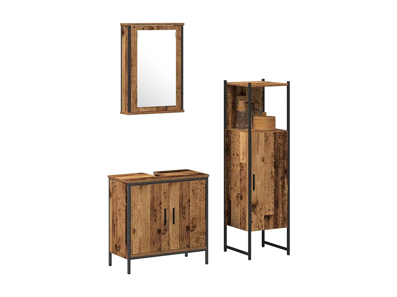 Ensemble de mobilier de salle de bain avec porte 3 pcs Marron