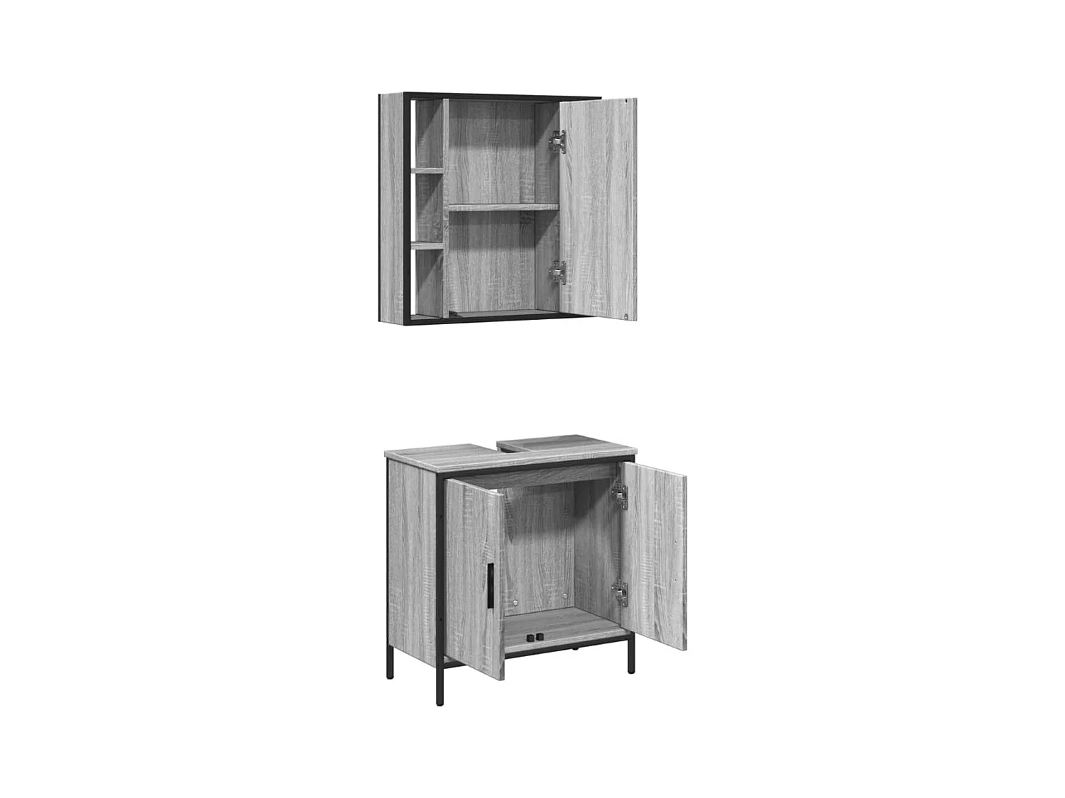 Ensemble de meubles de salle de bain 2 pcs Sonoma gris
