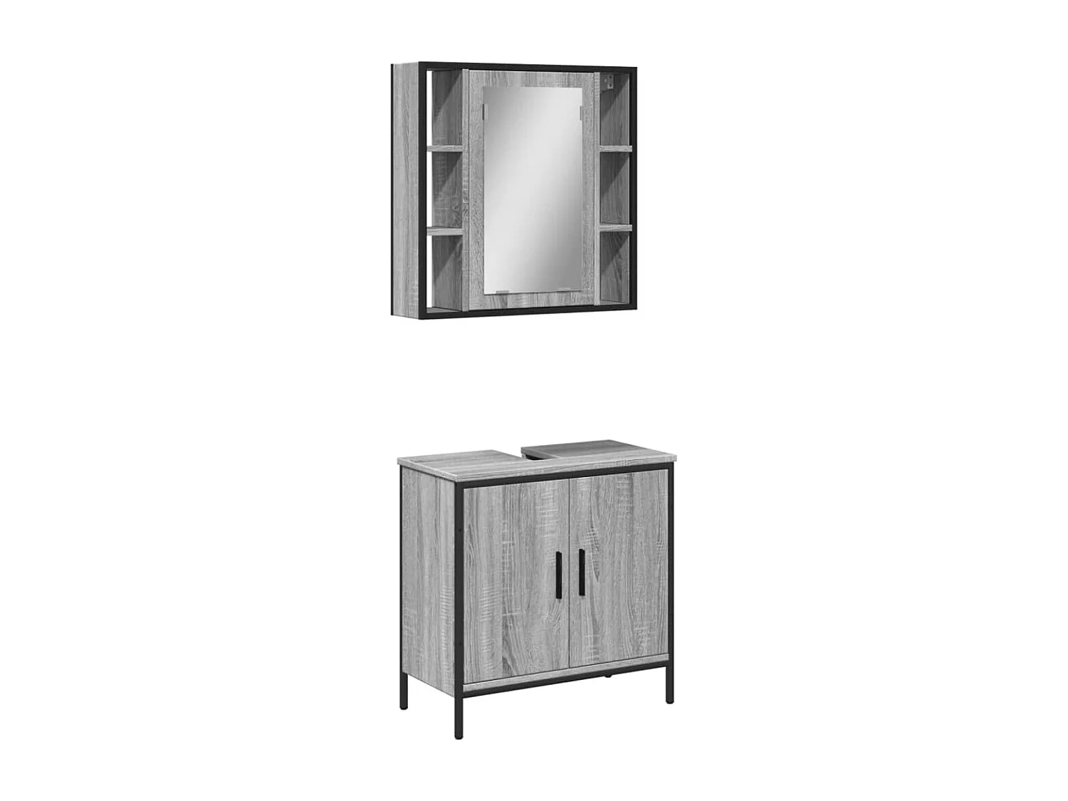 Ensemble de meubles de salle de bain 2 pcs Sonoma gris