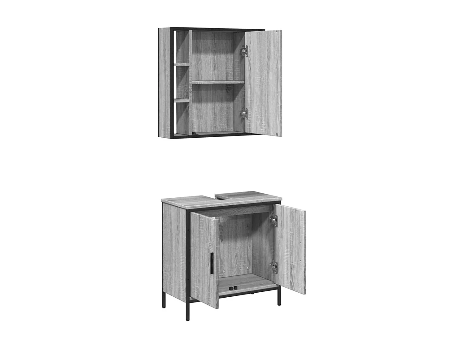 Ensemble de meubles de salle de bain 2 pcs Sonoma gris