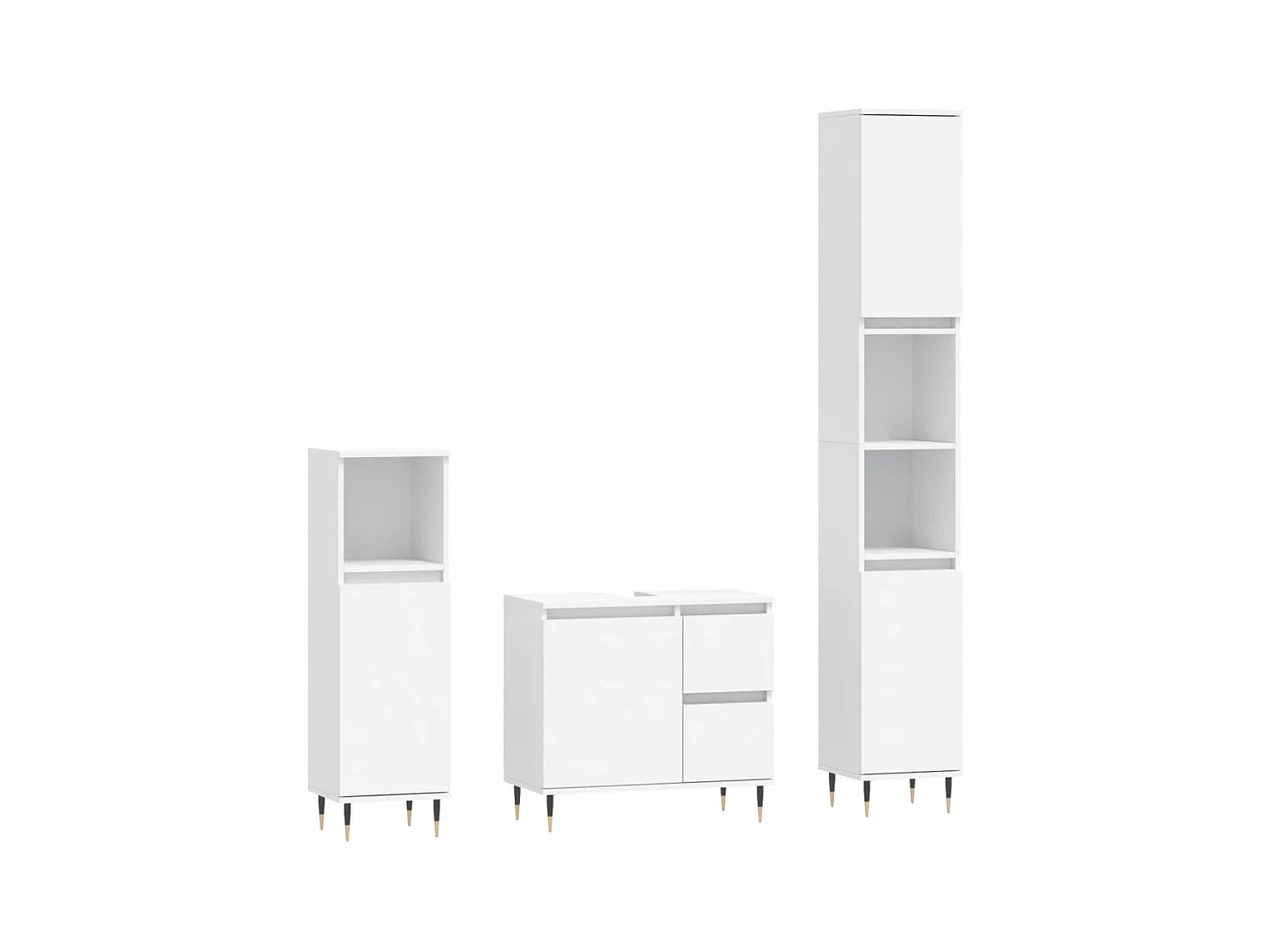 Ensemble de meubles salle de bain 3 pcs blanc bois d'ingénierie