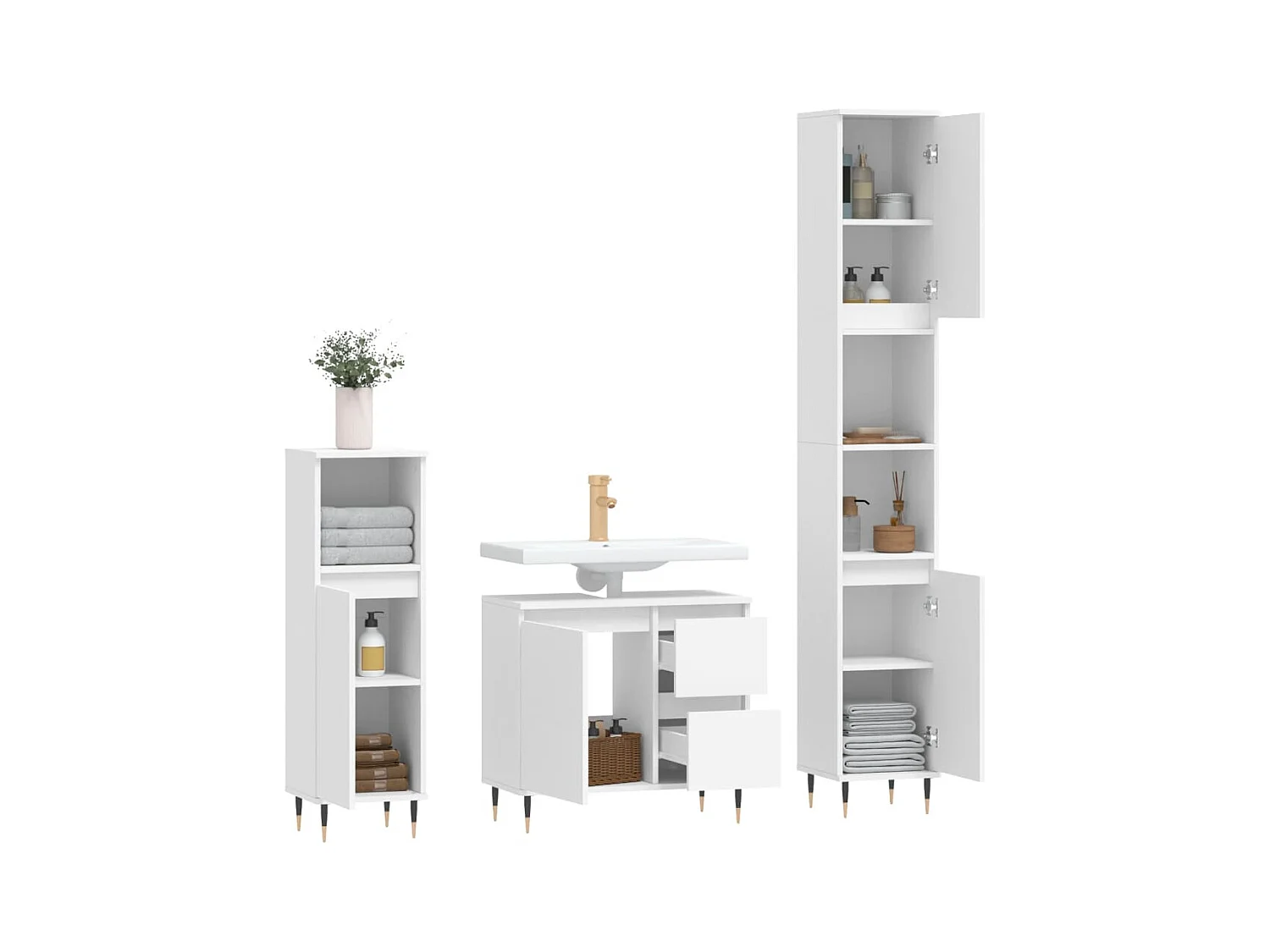 Ensemble de meubles salle de bain 3 pcs blanc bois d'ingénierie