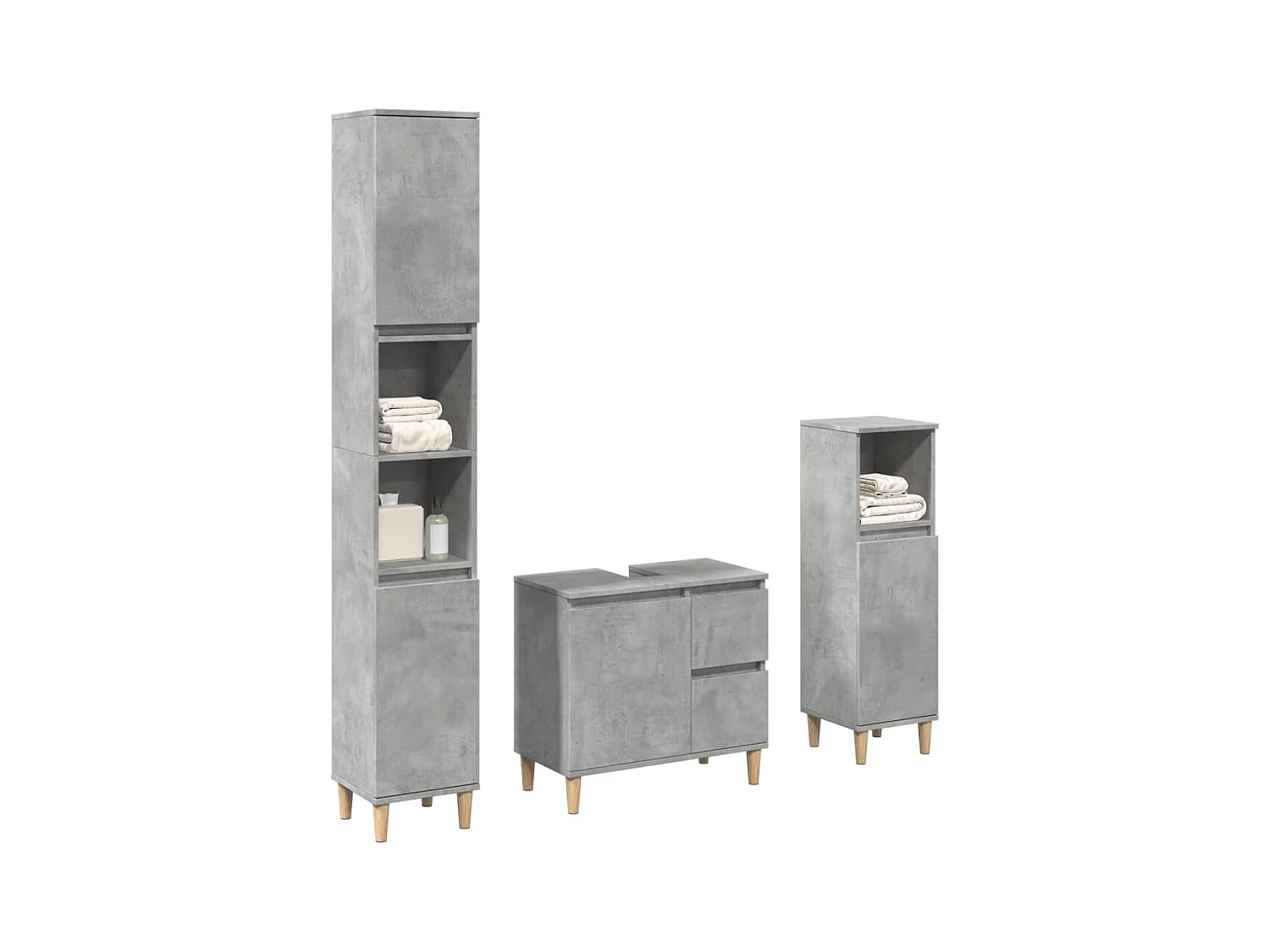 Ensemble de meubles de salle de bain 3 pcs gris béton