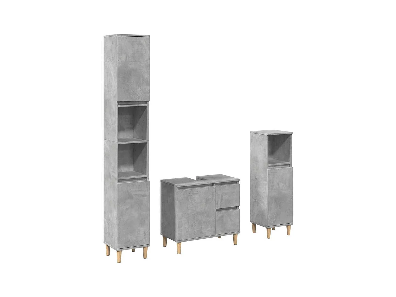 Ensemble de meubles de salle de bain 3 pcs gris béton