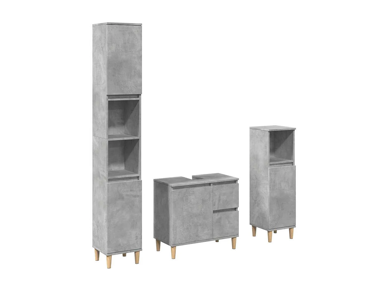 Ensemble de meubles de salle de bain 3 pcs gris béton