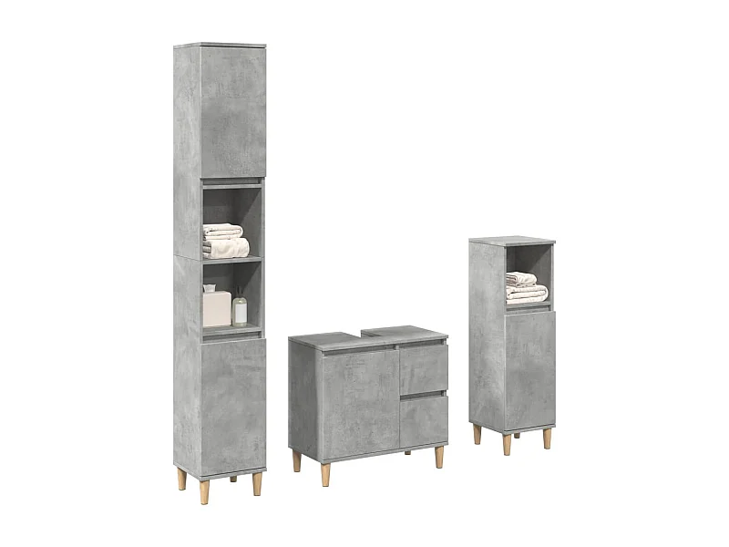 Ensemble de meubles de salle de bain 3 pcs gris béton